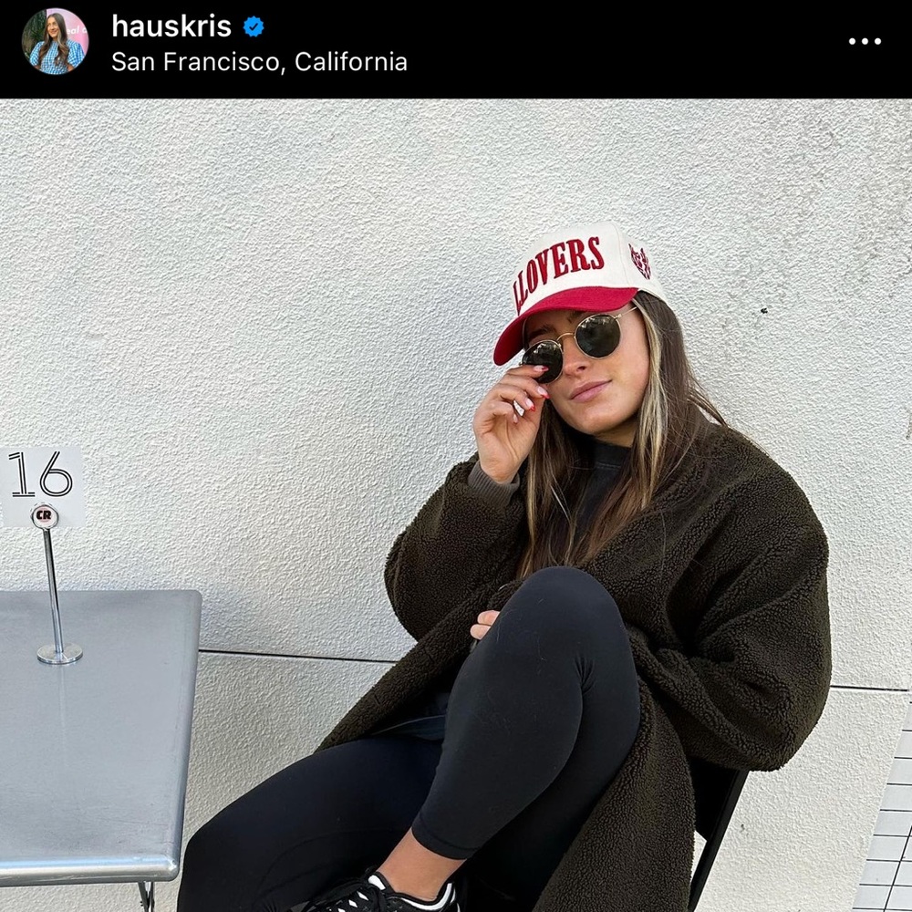 LLOVESICK LLOVERS red and cream hat